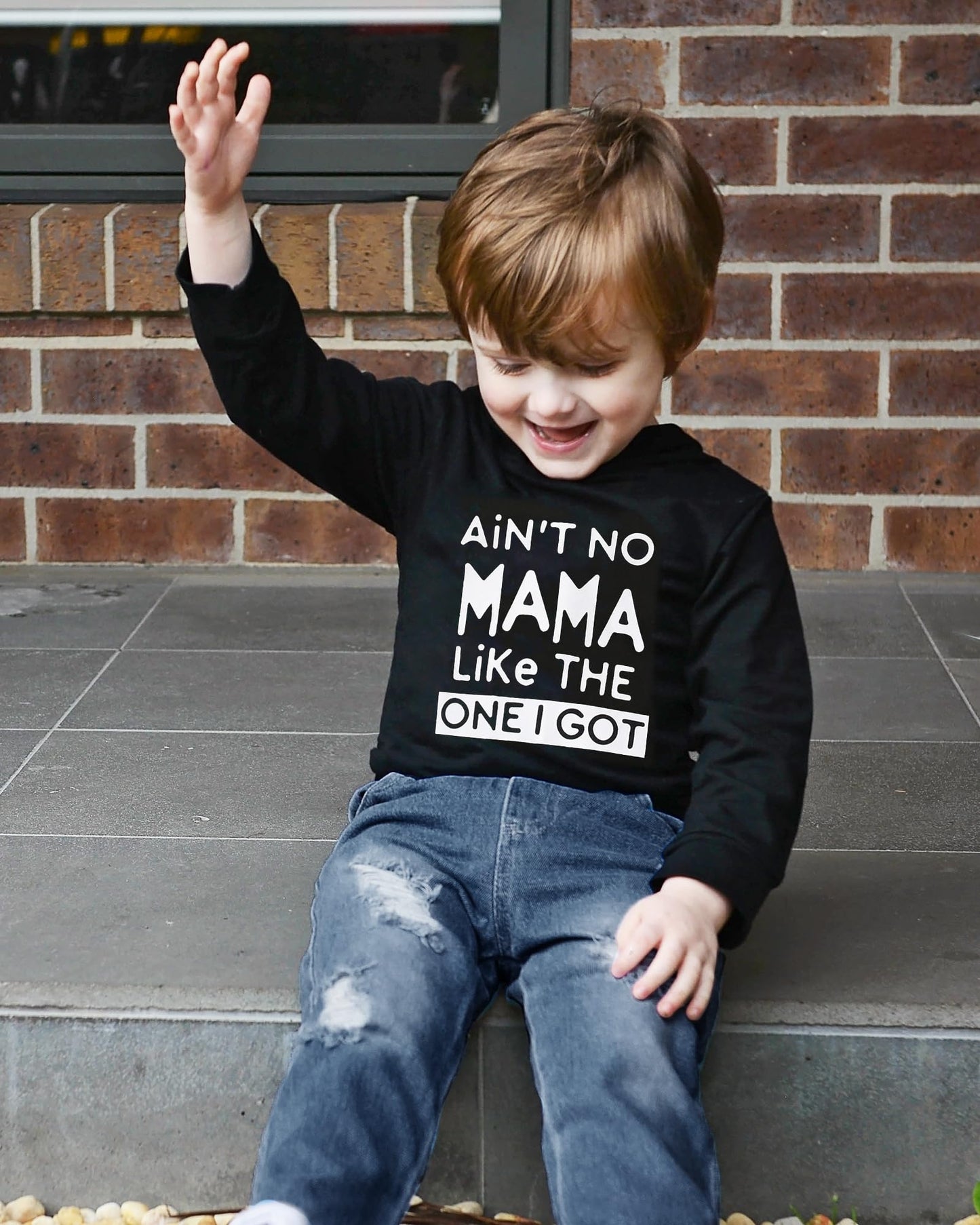 Yallet 4T 5T Toddler Baby Boy Clothes, 2Pcs Fall Winter Outfit Sets Long Sleeve Letter Hoodies Top+Ripped Denim Pants