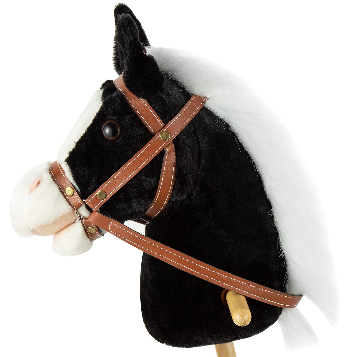 MUOVE 36 Plush Horse Riding Stick , Handsewn Head, Sturdy Wood Stick, Plus Neighing & Clip-Clop Sounds