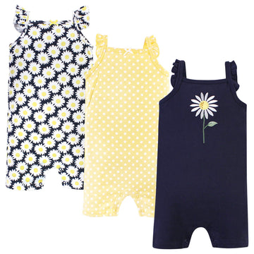 Hudson Baby Unisex Cotton Rompers, Daisy, 0-3 Months