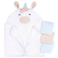 Gerber Baby 4 Piece Animal Character Hooded Towel And Washcloth Set, White Unicorn, One Size