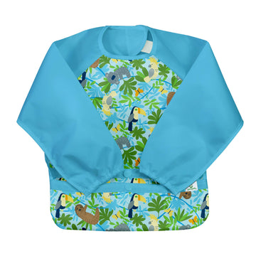 Green Sprouts Easy-Wear Long Sleeve Bib  Waterproof Protection  Flipped Pocket, Soft Material, Easy Clean Smock