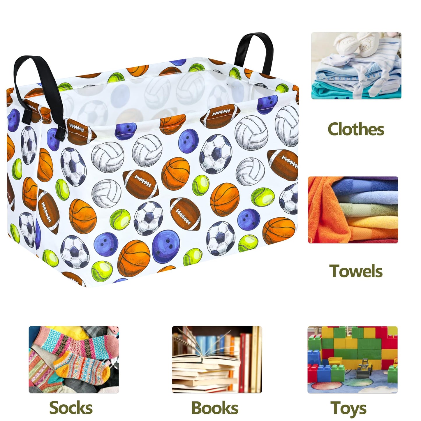 Acmuuni Balls Storage Box Shelf Basket Toys Storage Bins, Gift Basket For Kids,Rectangle Storage Basket Laundry Clothes Basket L