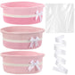 Colingmill 3 Pack Halloween Small Bow Woven Basket Empty with Handles Gift Bags and Ribbon 12 x 8 x 5 Gift Baskets to Fill Stora