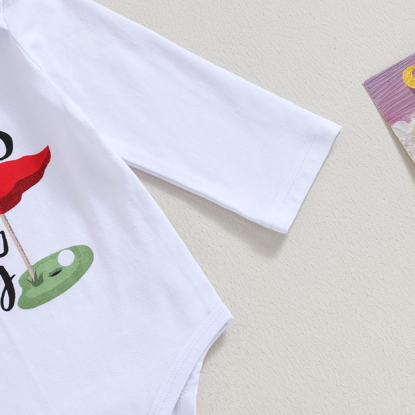 Newborn Baby Boys Girls Daddy'S Future Golfing Buddy Long Sleeve Bodysuit Pants Hat 3 Pcs Outfit Set (White, 6-12 Months)