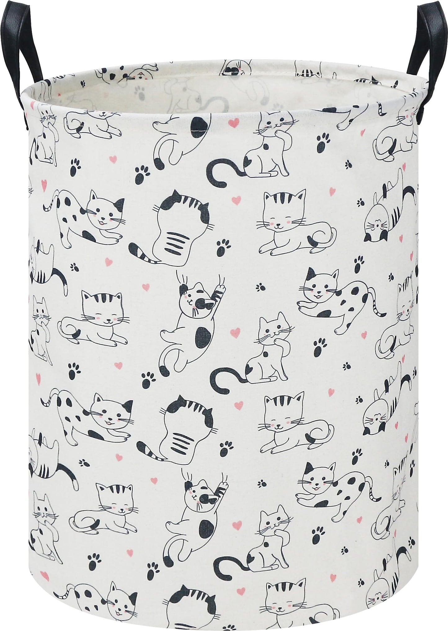 Clocor Cat Laundry Basket,Waterproof Baby Girls Nursery Hamper, Girls' Room Decor,Kids Toys Storage Bin,Gift Basket(Black & Whit