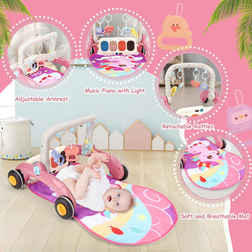 Baby Play Gym Walker Kick And Play Piano Gym For Boys Girls Play Mat Musical Tummy Time Mat Infant Christmas Newborn Gifts Toddl