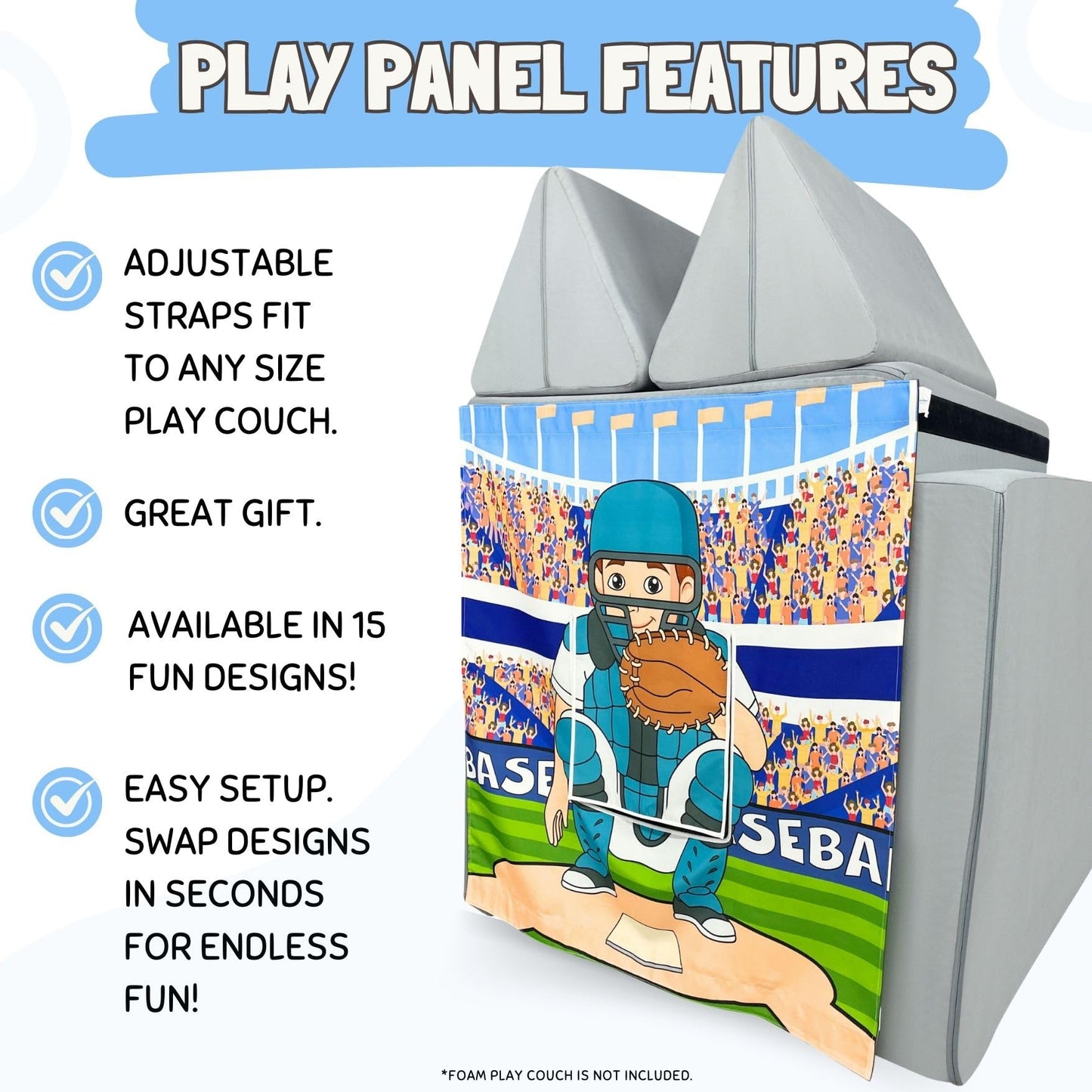 Couch Swag Play Panel for Childrens Foam Sofa Kids Couch (Baseball)