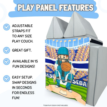 Couch Swag Play Panel for Childrens Foam Sofa Kids Couch (Baseball)