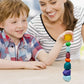 Cllayees 16 Pcs Wooden Stacking Blocks Rocks Building Toys, Colored Solid Wood Stones Pre-School Educational Games Creative Toys