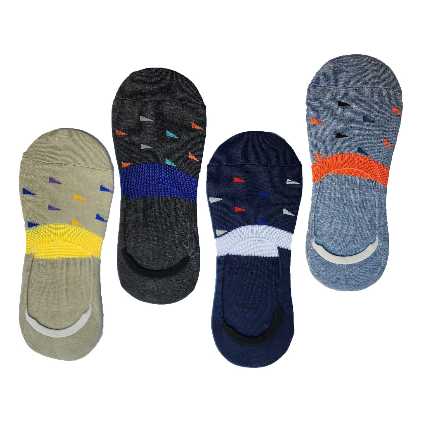 Queery Men Cotton No Show Invisible Loafer Socks Pack Of 4 D10