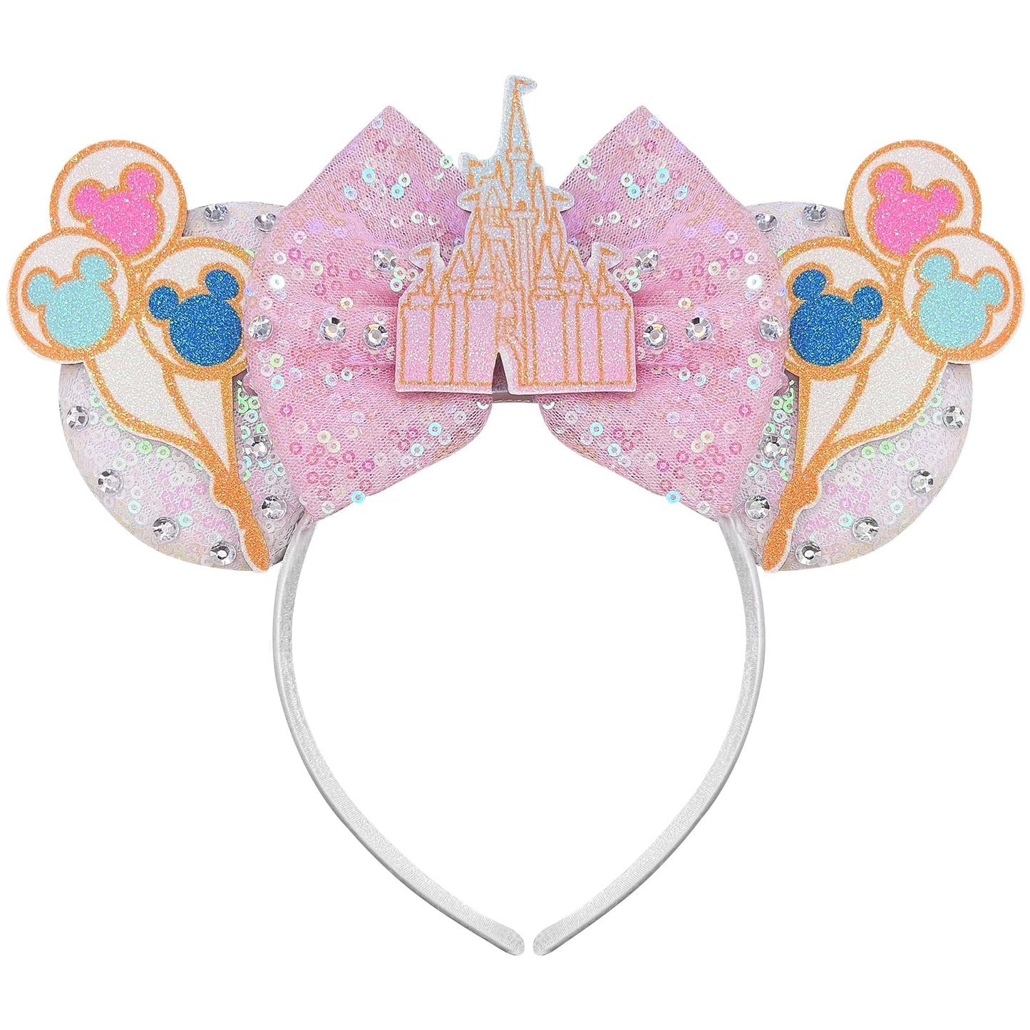 Bolonar Castle Mouse Ears Headband Sequin Pink Mouse Ears Mouse Ears Bow Headbands Christmas Headbands For Adults