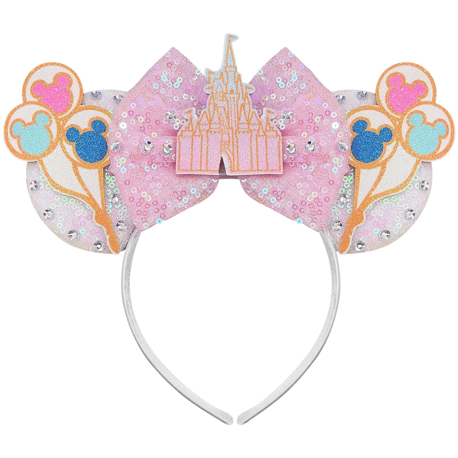 Bolonar Castle Mouse Ears Headband Sequin Pink Mouse Ears Mouse Ears Bow Headbands Christmas Headbands For Adults