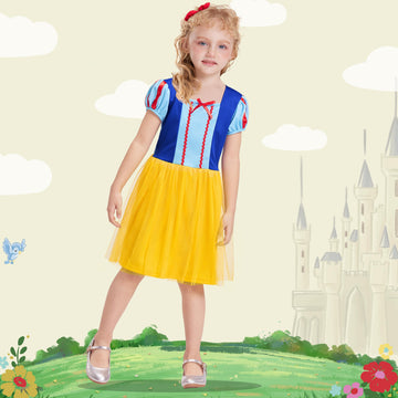 Alecosfun Princess Dress Up For Toddler Girls, 6 Pcs Costume Fancy Dresses Tutu Outfit For Little Kids Dress Up Birthday 4-6Y