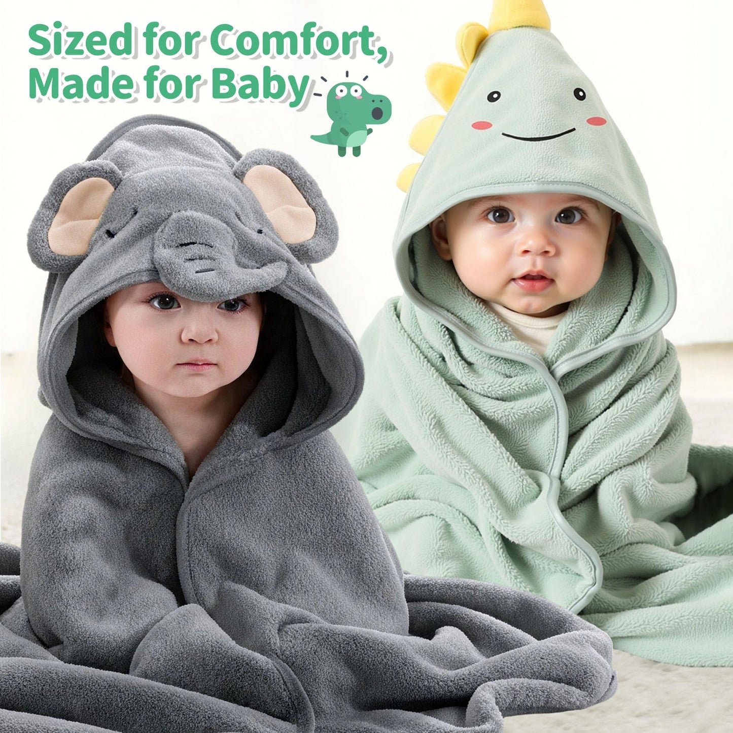 Saranna Baby Hooded Towels for Newborn 13pcs, Soft Baby Bath Towels and Washcloths Set for Toddlers, Infant Towels with Hood Set