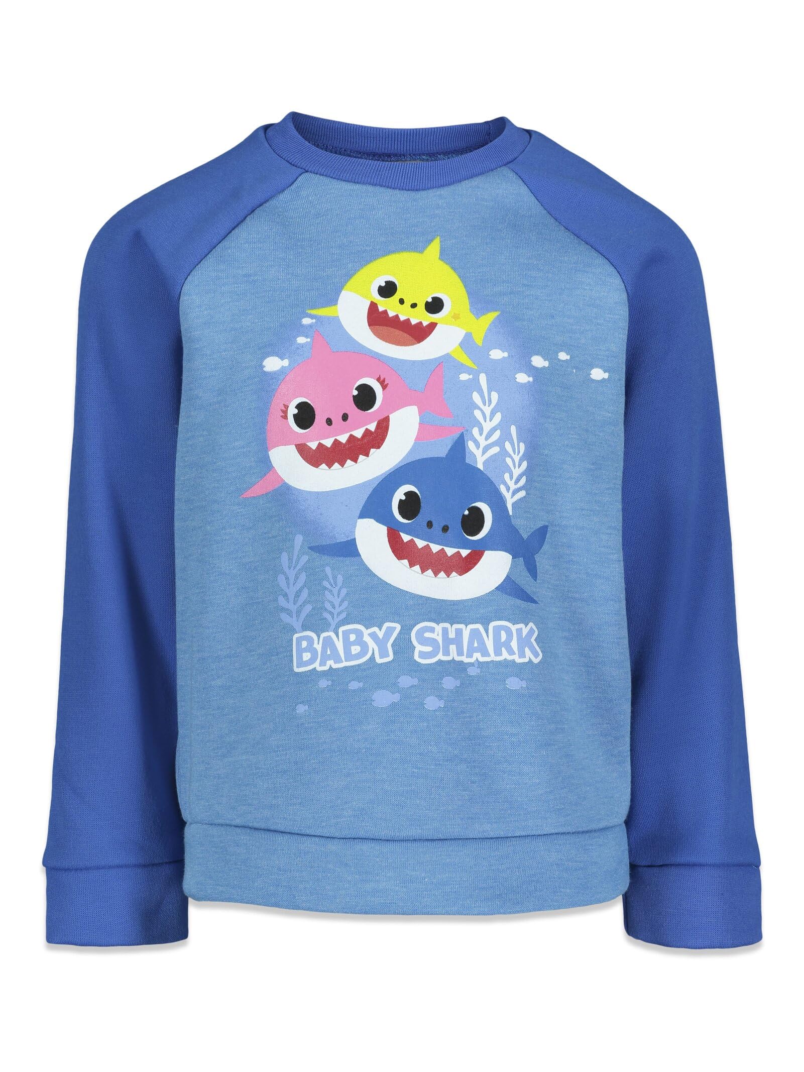 Pinkfong Baby Shark Daddy Mommy Infant Baby Boys Fleece Raglan Pullover Sweatshirt Blue 18 Months