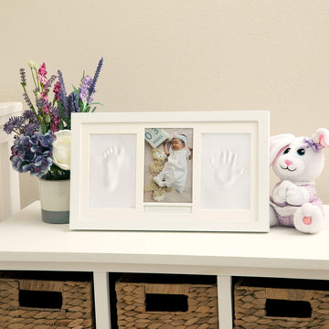 Nuby Baby Hand & Footprint Kit With Wall Decor Frame That Holds One 4 X 6 Photo & 2 Clay Print Kits For Newborn Girls & Boys, Pe