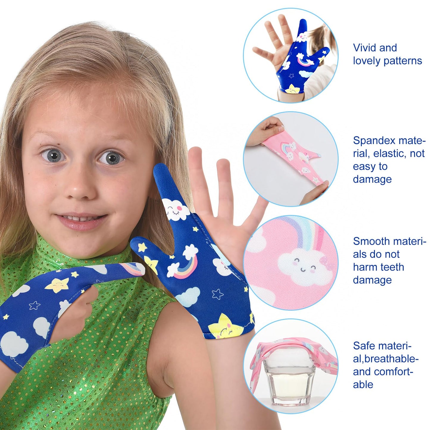 16 Pcs Thumb Sucking Stop For Kids Chewy Gloves Stop Breathable Thumb Sucking Stop Thumb Guard For Thumb Sucking Nail Biting Glo