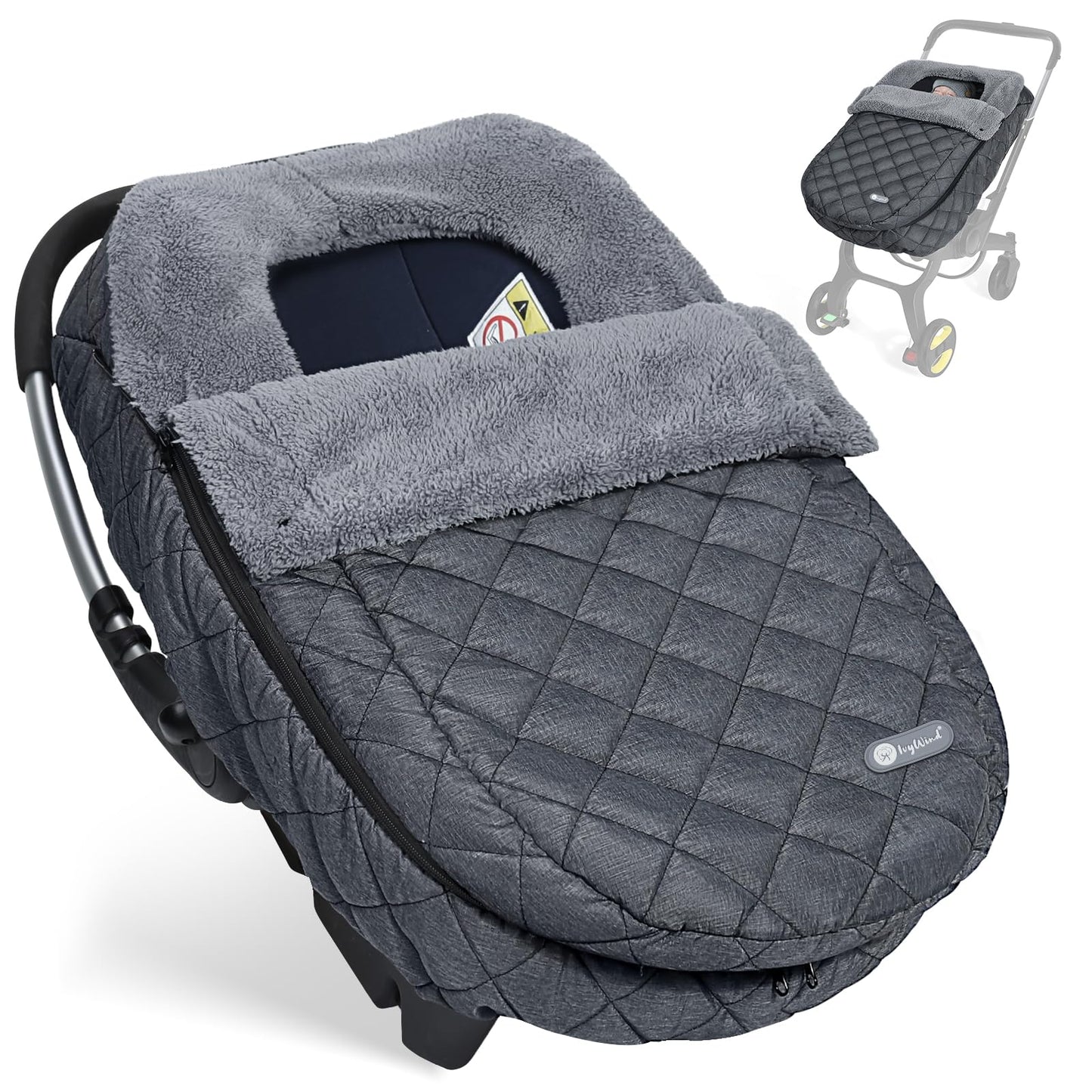Ivywind Winter Baby Car Seat Cover, Warm Carseat Cover With Removable Zipper For Baby Boys & Girls, Waterproof Car Seat Covers,