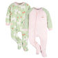 Gerber Toddler Baby Girls Flame Resistant Fleece Footed Pajamas 2-Pack, Pink Deer, 4T