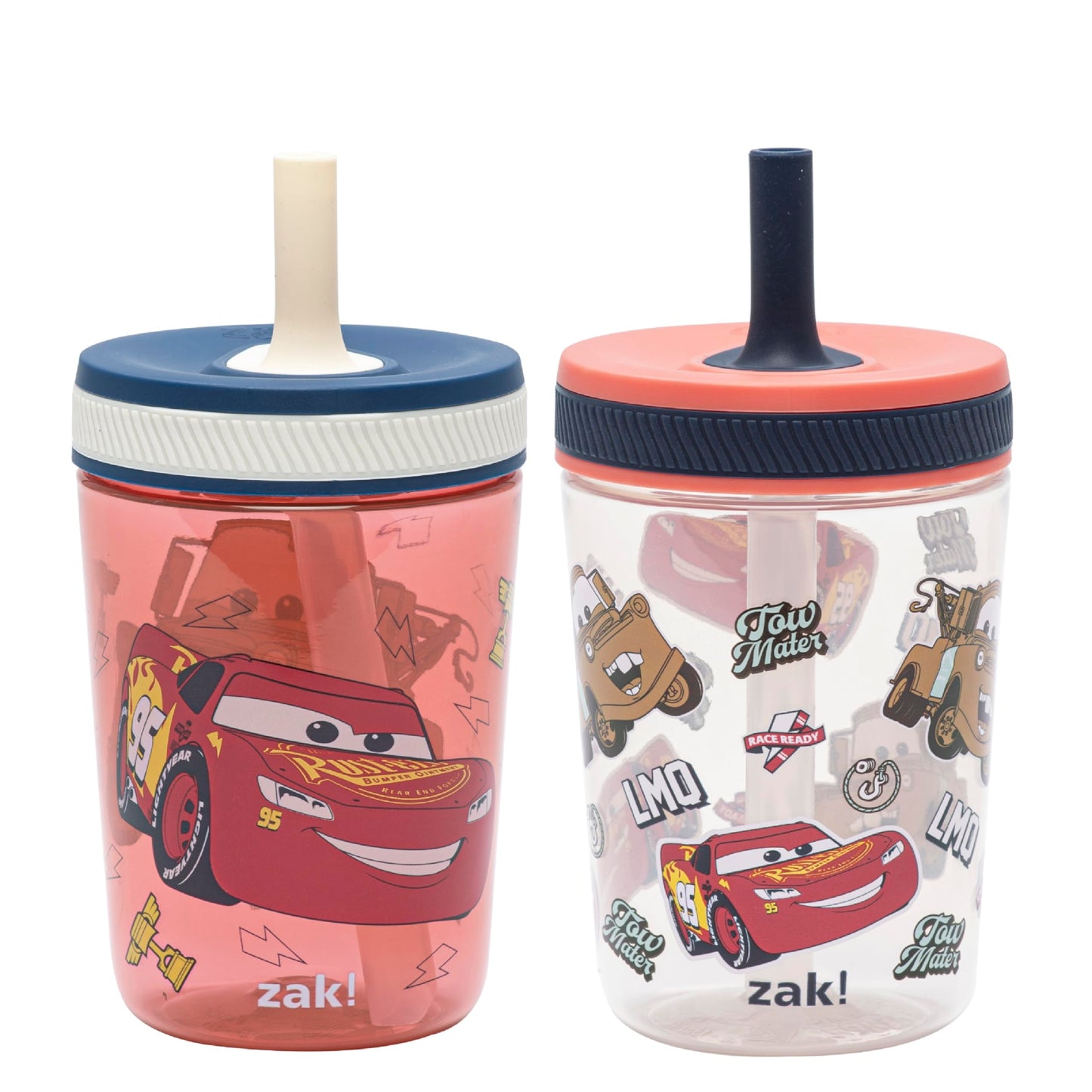 Zak Designs Disney Pixar Cars Kelso Toddler Tumblers For Travel or At Home, 15oz 2-Pack Durable Plastic Sippy Cups With Leak-Pro