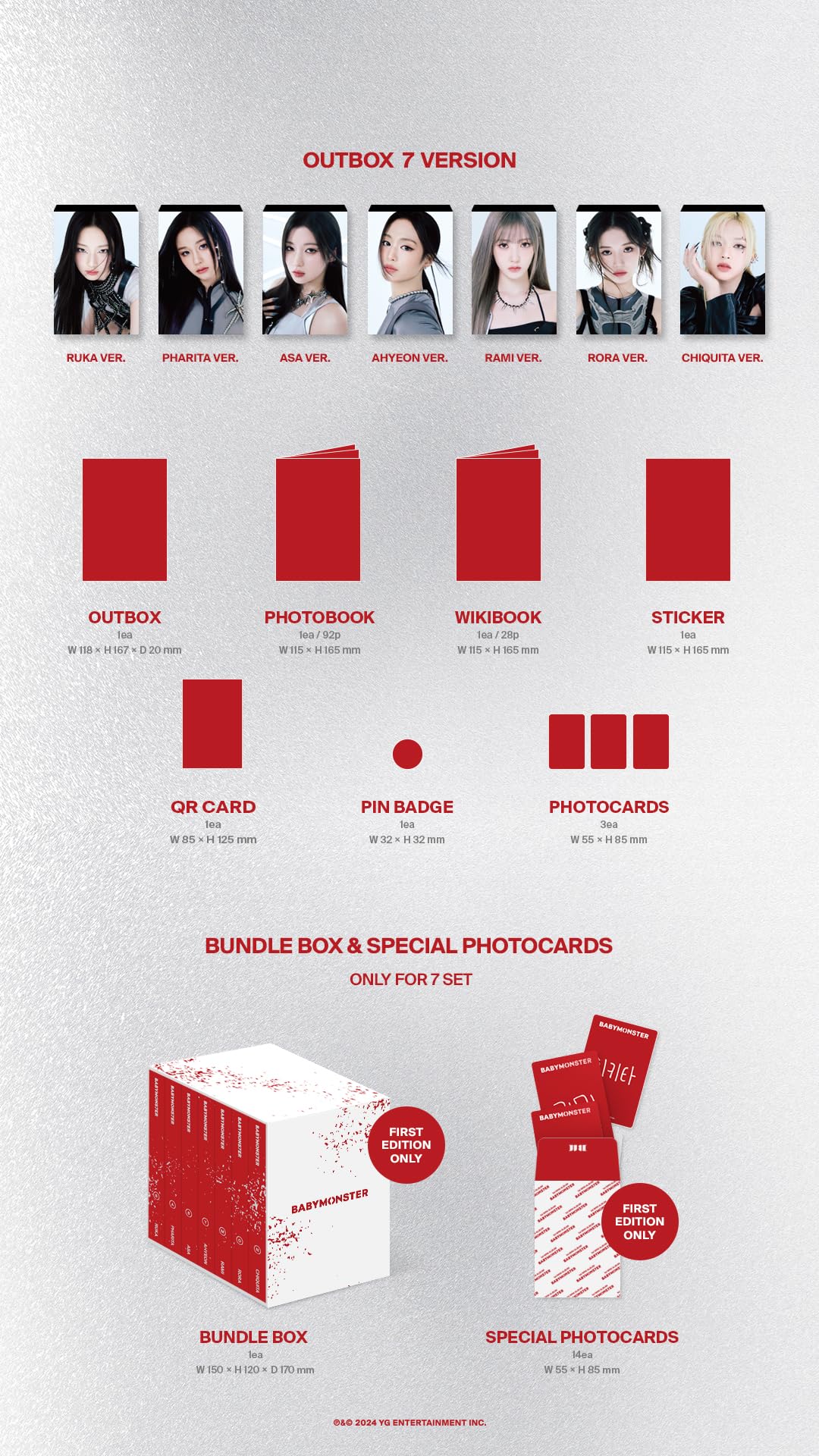 Babymonster Babymons7Er 1St Mini Album Contents+Photobook+Photocard+Etc+Tracking Sealed Bm (Yg Tag Chiquita Version)