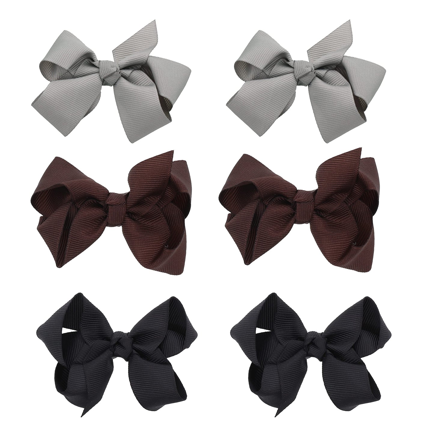 Small Solid Bow - Set of 6 (Black Brown Grey)