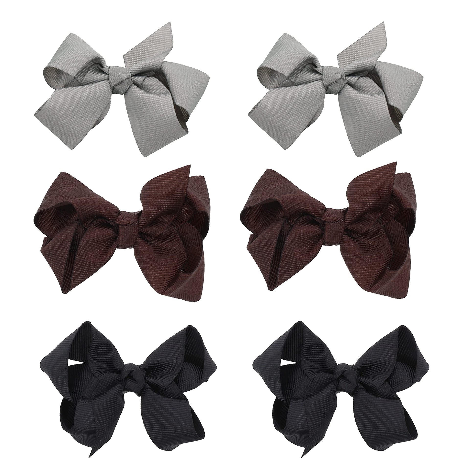 Small Solid Bow - Set of 6 (Black Brown Grey)