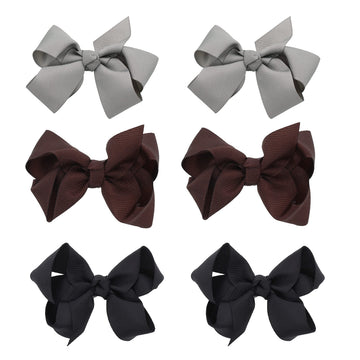 Small Solid Bow - Set of 6 (Black Brown Grey)