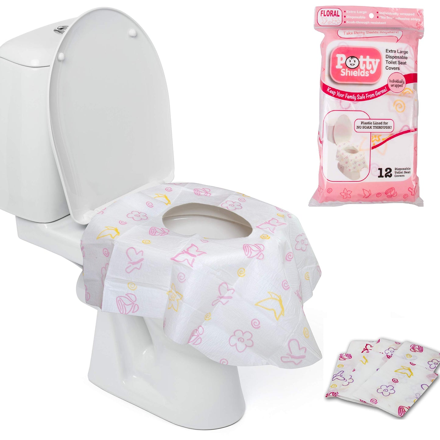 Disposable Toilet Seat Covers For Kids & Adults (12 Pack) - Germ Protect From Public Toilets - Waterproof, Individually-Wrapped,