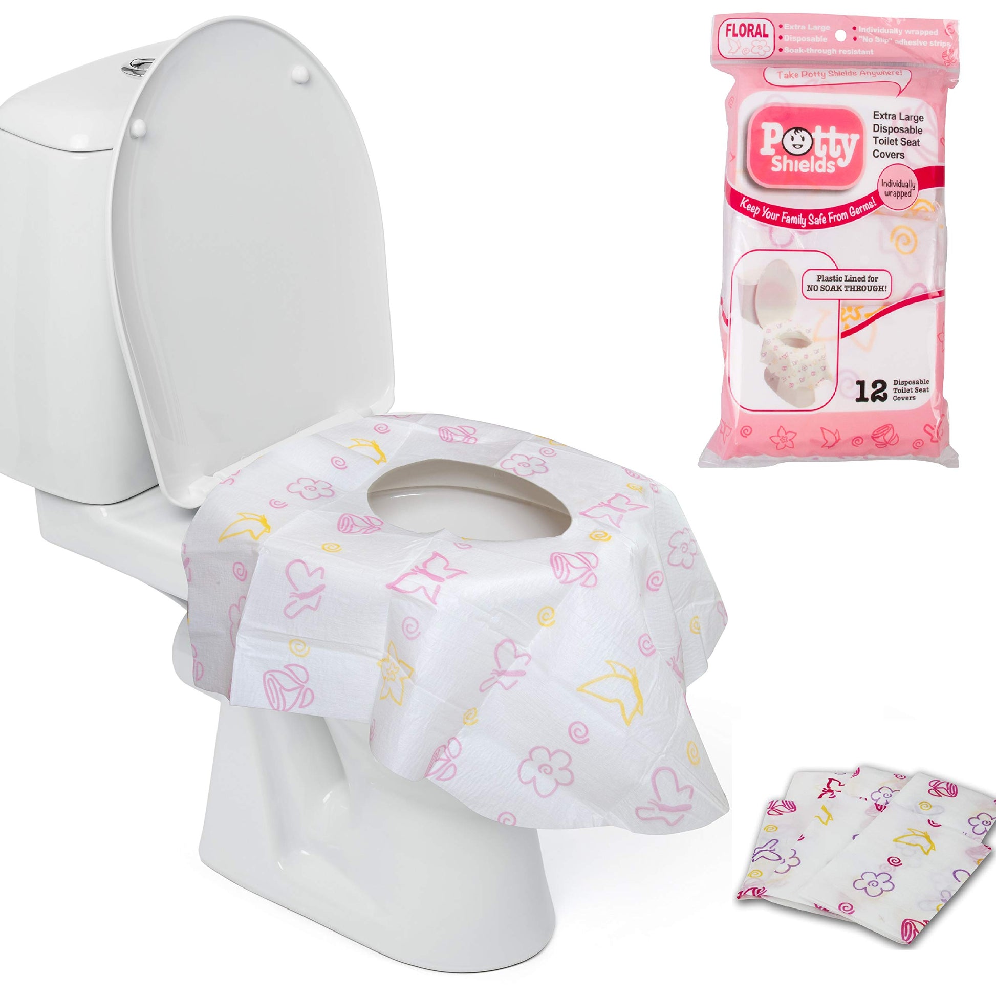 Disposable Toilet Seat Covers For Kids & Adults (12 Pack) - Germ Protect From Public Toilets - Waterproof, Individually-Wrapped,