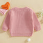 Nokpsedcb Baby Girl Cute Long Sleeve Heart Flowers Embroidery Oversized Sweater Toddler Valentine Outfit (Pink Be Mine, 12-18 Mo