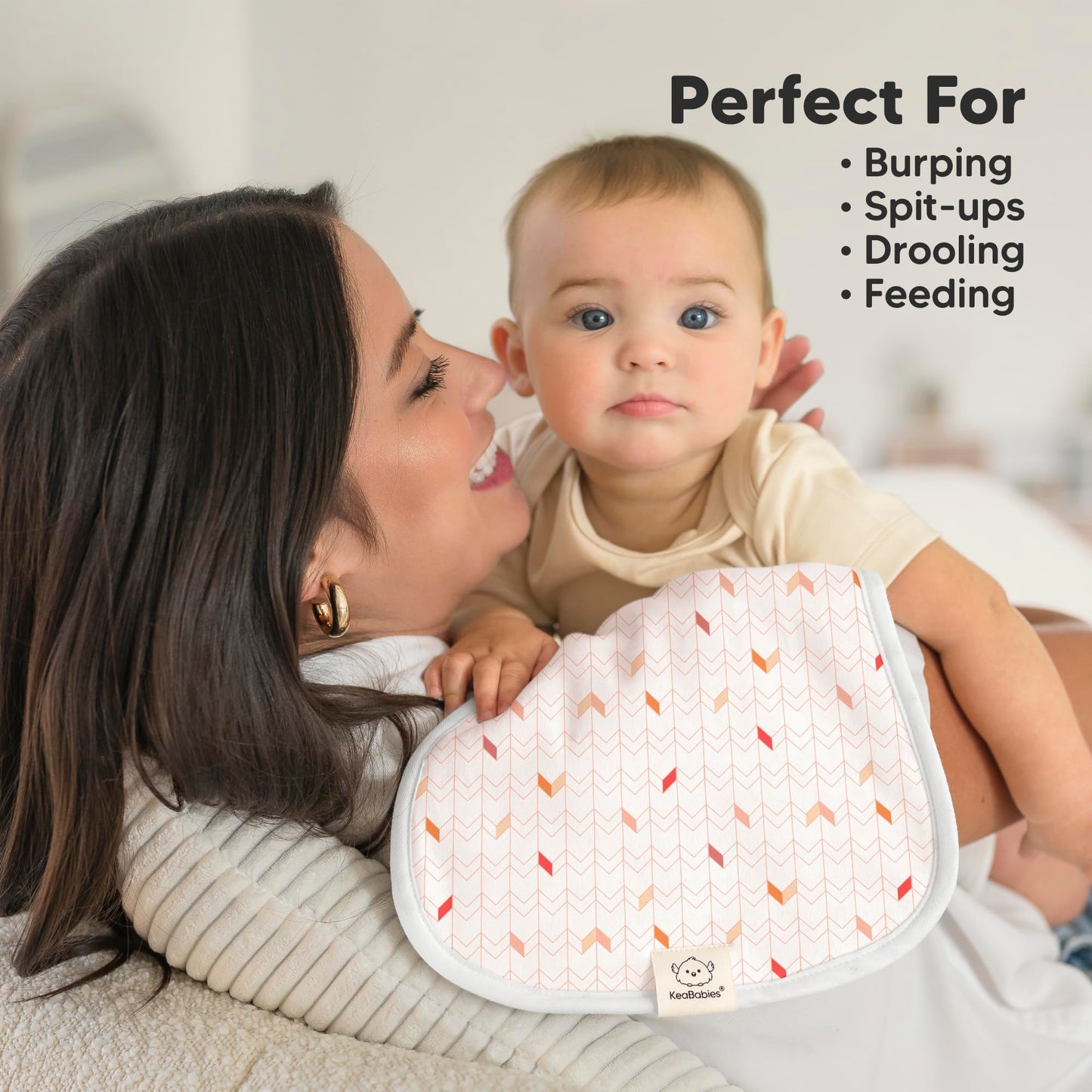 Organic Burp Cloths For Baby Boys & Girls - 5-Pack Super Absorbent Burping Rags, Soft & Plush, Newborn Milk Spit Up Rags, Unisex