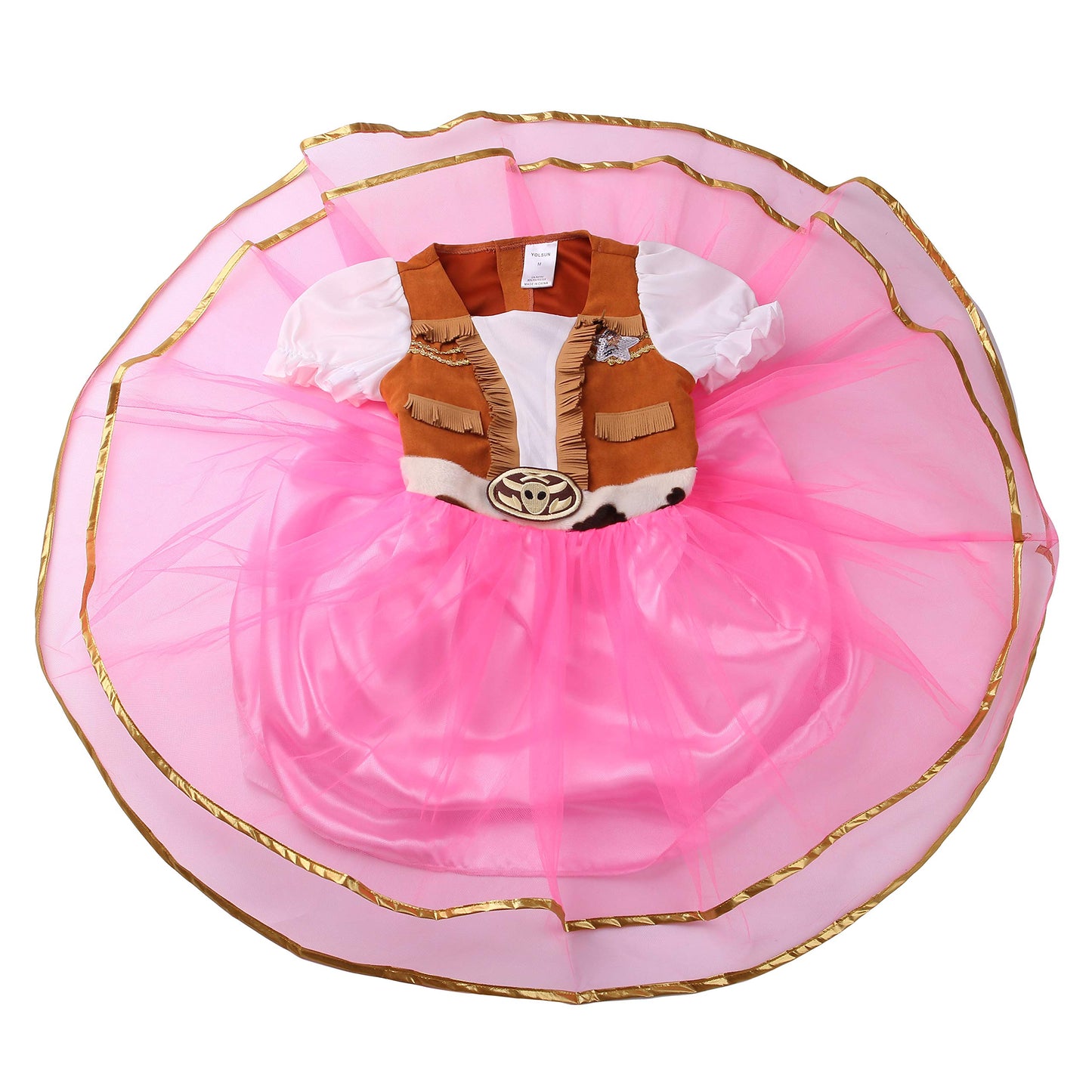 Yolsun Cowgirl Costume For Girls Western Cowgirl Outfit With Hat And Bandanna Halloween Theme Party And Role Play (9-10 Years, P