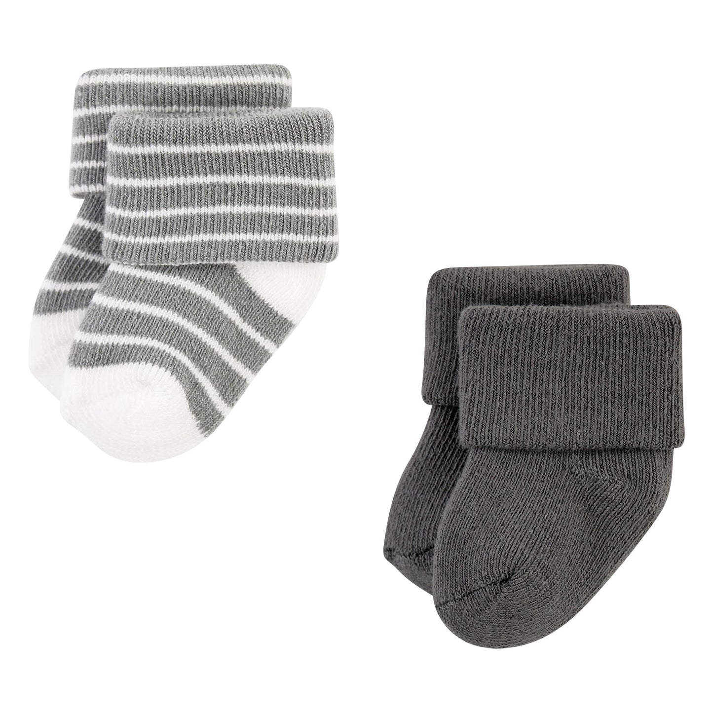 Hudson Baby Unisex Baby Cotton Rich Newborn And Terry Socks, Modern Elephant, 6-12 Months