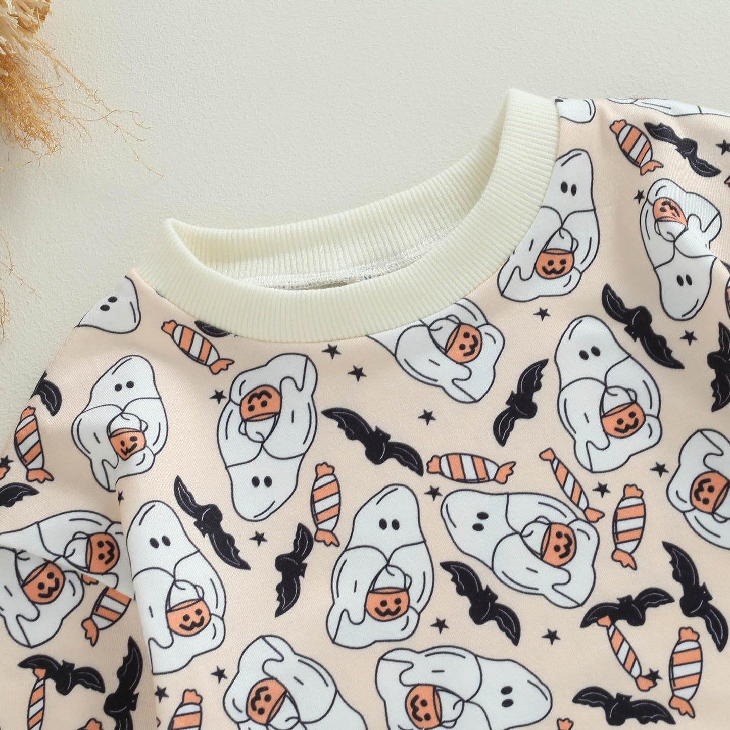 Halloween Newborn Baby Girl Outfit Pumpkin Sweatshirt Romper Long Sleeve Romper Jumpsuit Infant Fall Winter Clothes (Ghost, 3-6