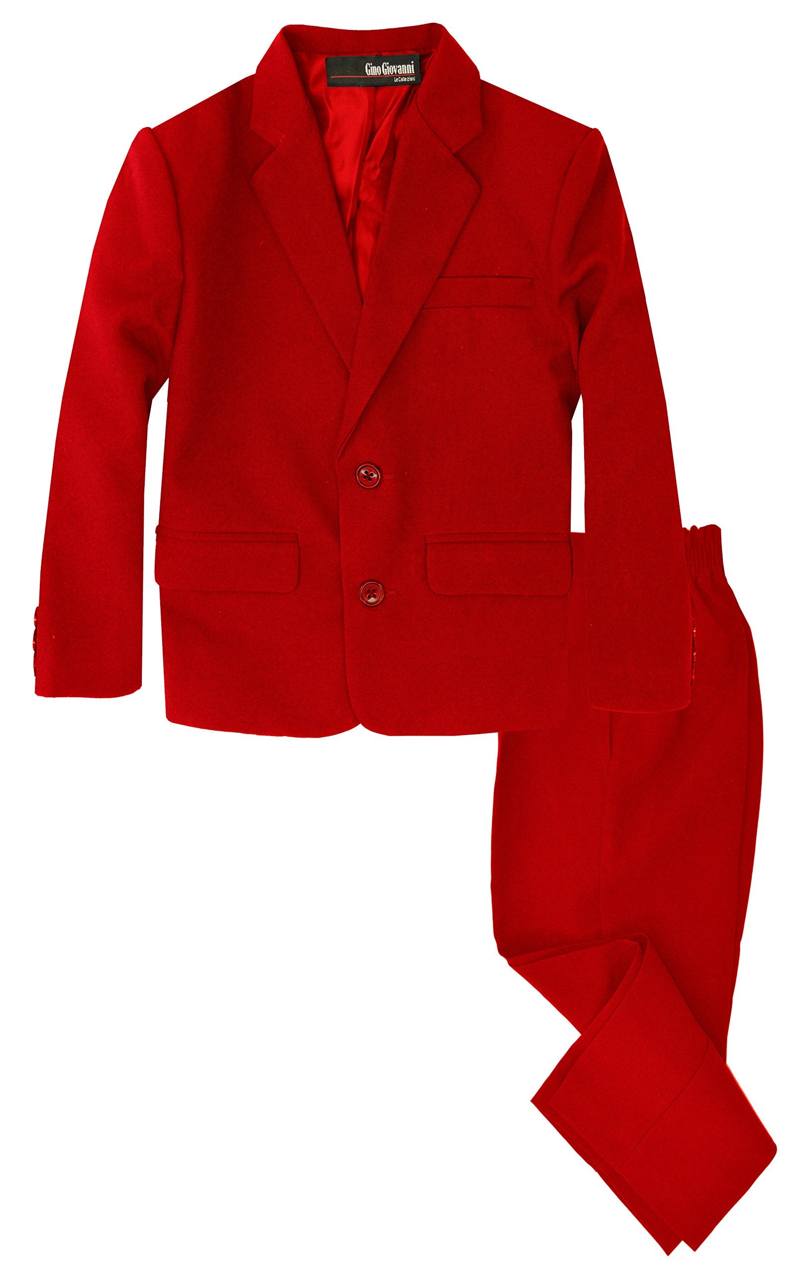 G218 Boys 2 Piece Suit Set Toddler To Teen (10, Red)