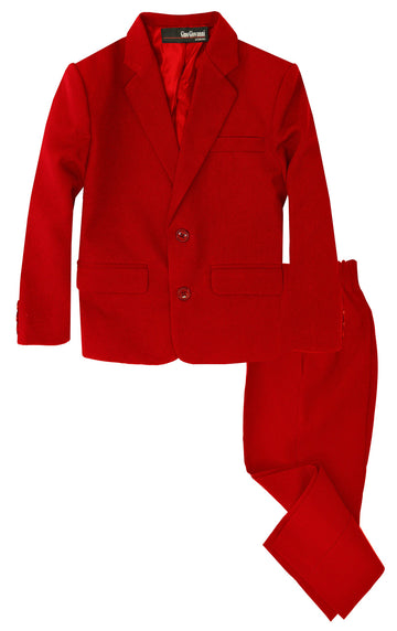 G218 Boys 2 Piece Suit Set Toddler To Teen (10, Red)