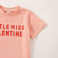Fybitbo Toddler Baby Girl Valentines Day Outfit Little Miss Short Sleeve Tee Shirt Top Heart Bell Pants Spring Clothes (Heart Pr