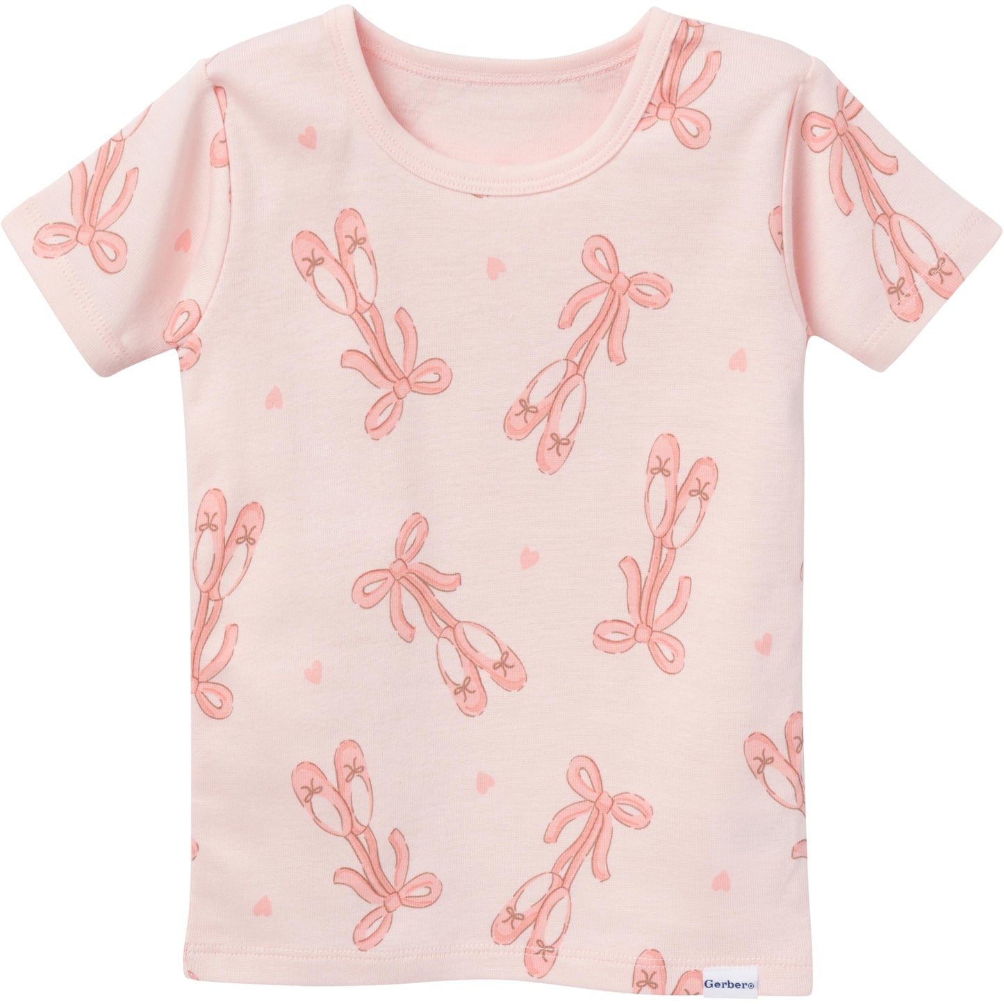 Gerber Baby Girls' Toddler Snug Fit 4-Piece Pajama Short Set, Ballet Slippers, 12 Months