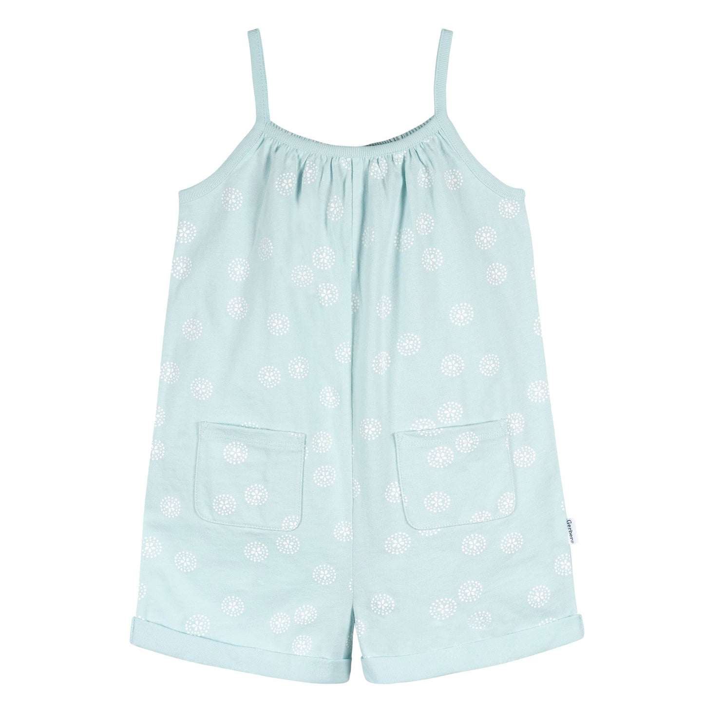 Gerber Baby Girls Toddler 2-Pack Sleeveless Romper Jumpsuit, Light Grey And Sand Dollars, 18 Months