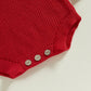 Adobabirl My First Valentines Day Baby Outfit Girl Boy Knit Sweater Bubble Romper Long Sleeve Jumpsuit Fall Winter Outfit (F Lov