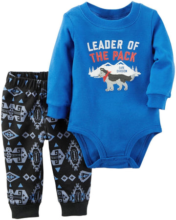 Carter'S Baby Girls' Bodysuit Pant Sets 121G845, Wolf Blue, 18M