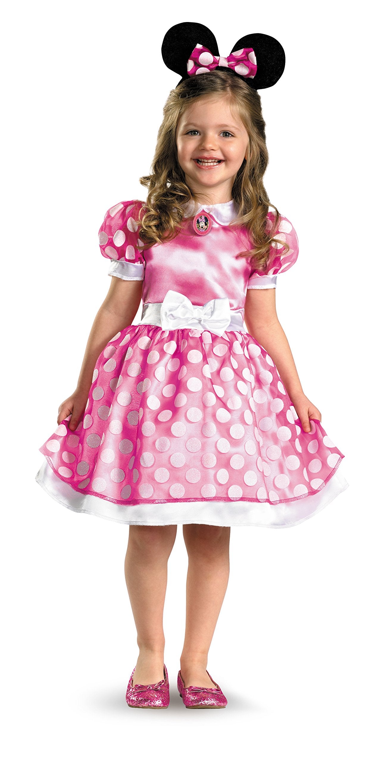 Disney Minnie Mouse Pink Dress Costume for Girls, Official Disney Costume, Todder Size Large (4-6x)