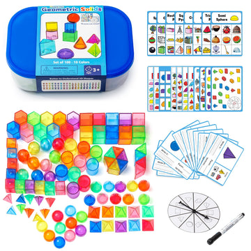 Odoorgames 100 Pcs 3D Shapes for Teaching - Geometric Solids and Geometry Manipulatives for Classroom - Enhance Learning Experie