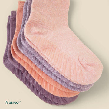 Gripjoy Toddler Socks With Grippers - Non Slip Socks For Kids - Toddler Grip Socks - 12-24 Months - Pink Mix - 4 Pairs