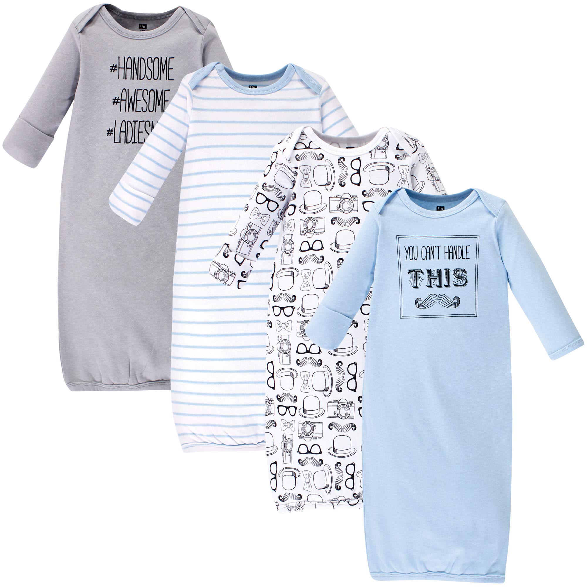 Hudson Baby Unisex Cotton Gowns, Mustache, 0-6 Months – WBBAPB07NS625B8