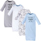 Hudson Baby Unisex Cotton Gowns, Mustache, 0-6 Months