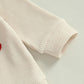 Lesimsam Toddler Baby Boy Valentine'S Day Outfit Letter Embroidery Long Sleeve Waffle Knit Sweatshirt And Pants Set(Apricot, 2-3
