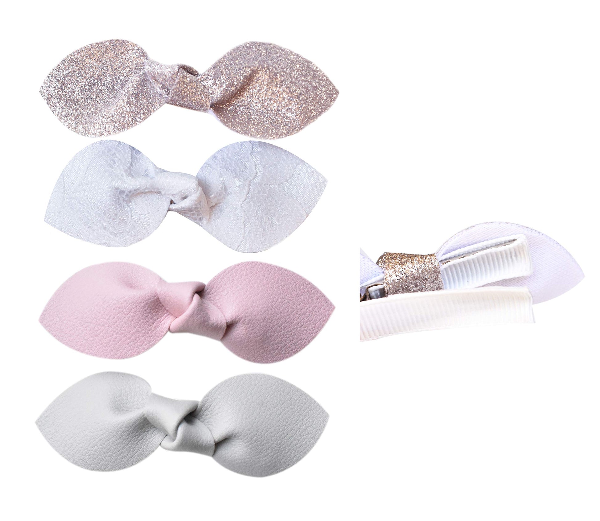California Tot Non Slip Fully Lined Alligator Faux Leather Bow Hair Clips In Assorted Pack (Cactus Set) One Size