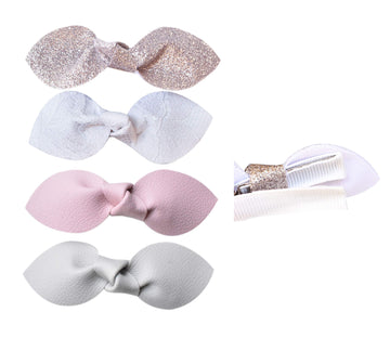 California Tot Non Slip Fully Lined Alligator Faux Leather Bow Hair Clips In Assorted Pack (Cactus Set) One Size
